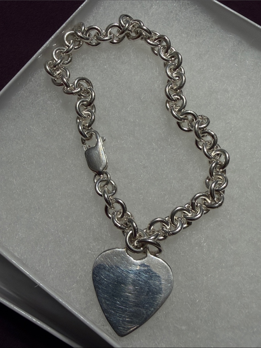 925 Sterling Silver Heart Charm Bracelet - Silver